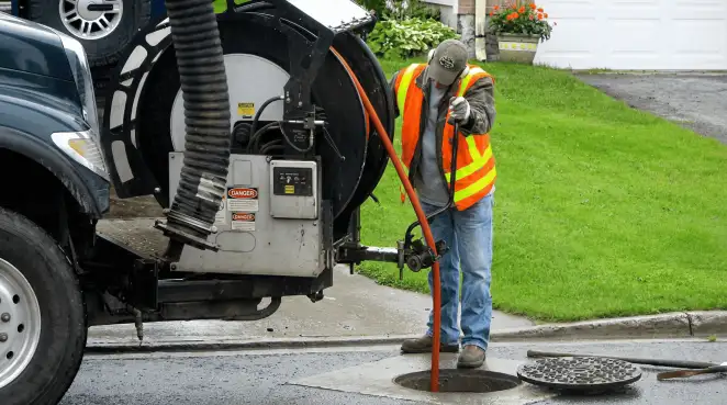 Technician using specialized drainage equipment for sewer line cleaning and foundation protection in Charlotte, NC